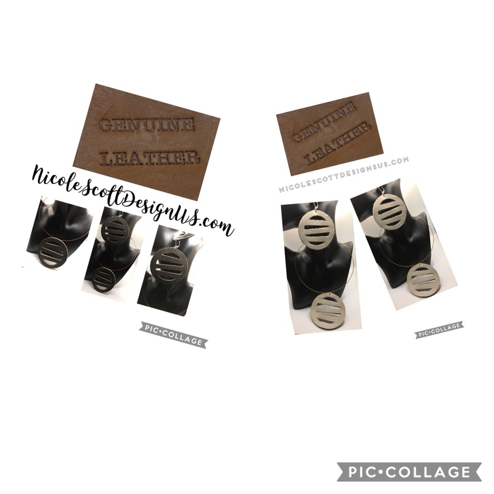 Angles Genuine Leather Pendant and Earrings